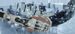 AI Shaking Hand of Business Executive