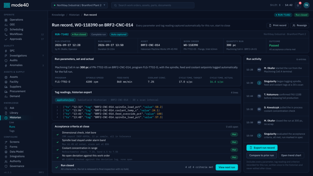 A traceability workspace and a root-cause investigations module, plus forecasting down to the customer